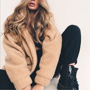 Faux Fur Teddy Jacket (Beige)